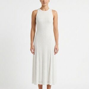 Bar III Bright White Summer Rhinestone Midi Dress Medium NWOT